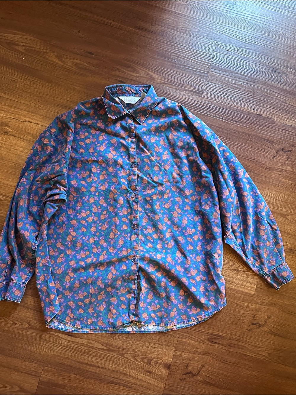 Vintage 90s Floral Button-Down Shirt 100% Cotton